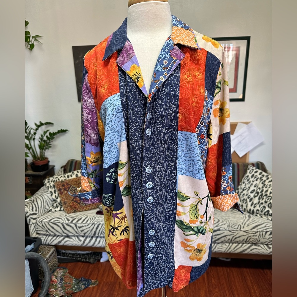 Vintage Patchwork Print Over-Shirt - image 1